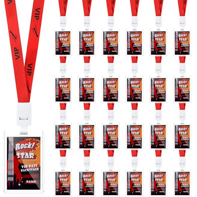 25 Pcs Rock Star Party VIP Lanyards Rock and Roll VIP Backstage Pass Rock Sta...