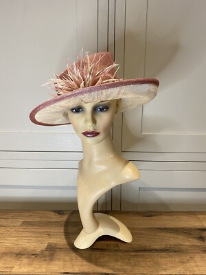 HOUSE OF FRASER PINK CREAM FLOWER WEDDING HAT