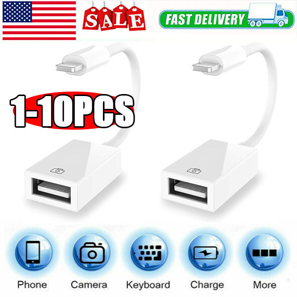 Female USB OTG Adapter Cable for iPhone iPad iPod Camera Connection