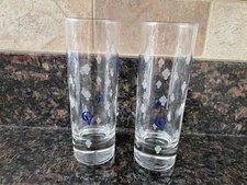 2 Courvoisier COGNAC Skinny Highball Cocktail Glass Etched CV 6" Tall MINT Nice!