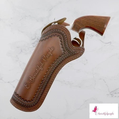 Leather Gun Holster Hand Tooled Barrel Size Revolver 4" - 7.5" Cowboy Western - Image 2 of 4