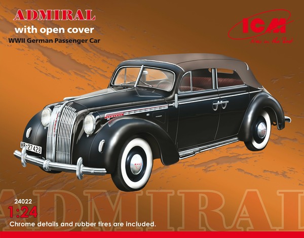 Admiral Cabriolet W / Open Cover, Wwii German Passenger Auto 1:24 Modell Kit Icm-image