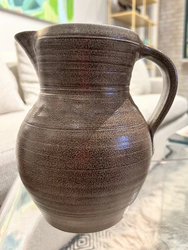 Red Wing Pottery Jug Pitcher with Handle, 2004 8th Anniversary, by Mark Connolly
