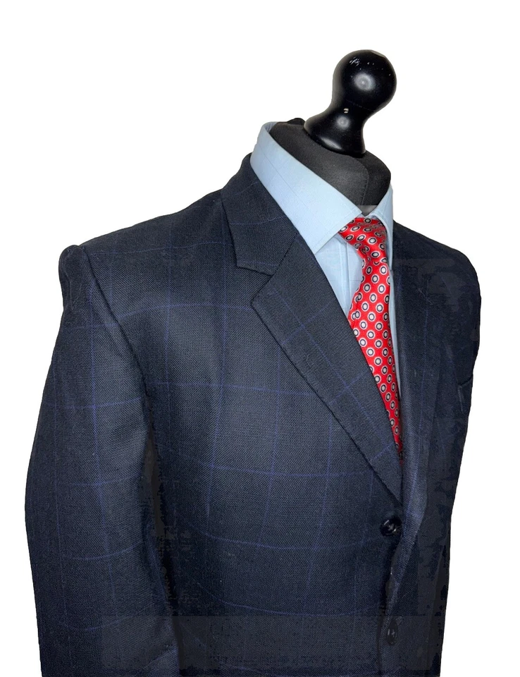 Traje de lujo GEORGE SASTRES LONDRES HECHO A MANO LIENZO COMPLETO AZUL MARINO 42x36x26 Foto 2 de 4