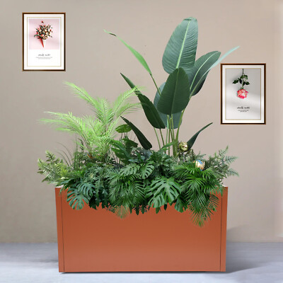 Rose Gold Planter Box, Steel Outdoor Planter Rectangular 31.5*16*16inch