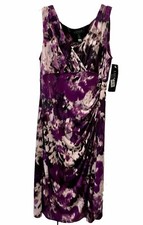 NWT Lauren Ralph Lauren Dress Size 8 Faux Wrap Purple &Multi Fitted Sleeveless