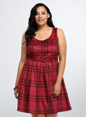 torrid plaid skater dress Torrid Grey Plaid Knit Corset Skater Dress Size Small