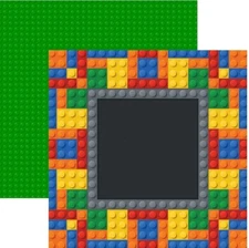 Building Block, Multi color, Lego-like, scrapbook paper, double-sided