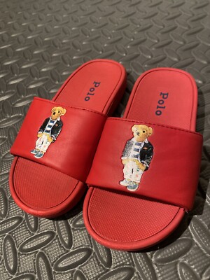 【日本未入荷品】Ralph Lauren キッズ Polo Bear柄 サンダル Polo Ralph Lauren Polo Bear Slides Sandals Red Toddler Kids Size