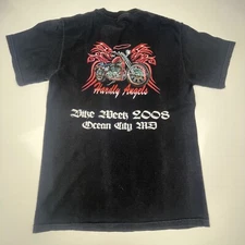 Vintage Y2K 2008 Hardly Angels Ocean City MD Bike Week Tribal Shirt Men's Small