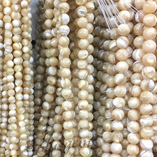 Natural Shell Mother of Pearl Round beads in Beige or White color pick sizes