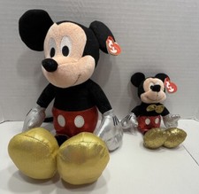 TY Plush Disney Sparkle Mickey Mouse Lot 13 Beanie Buddy 8 Beanie Baby GUC