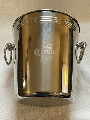 CORONA LIGHT BEER HOLDER 8'' BUCKET STAINLESS STEEL ICE PAIL
