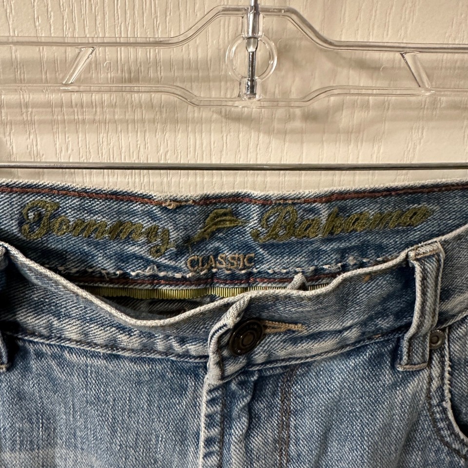 Tommy Bahama 38x32 Classic Fit Mens Jeans Light Wash Cotton Leather