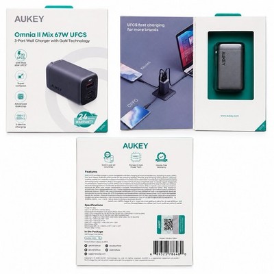 AUKEY Omnia II Mix 67W UFCS GaN Fast Charger 3-Port USB-C Wall Charger