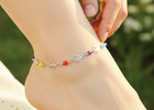 Handmade Silver Heart Charm Anklet | Premium topaz & Amethyst Beads — photo 4