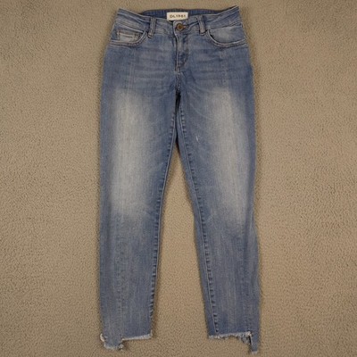 DL1961 Jeans Women 25 Blue Instasculpt Florence Cropped Chewed Hem New Town Wash