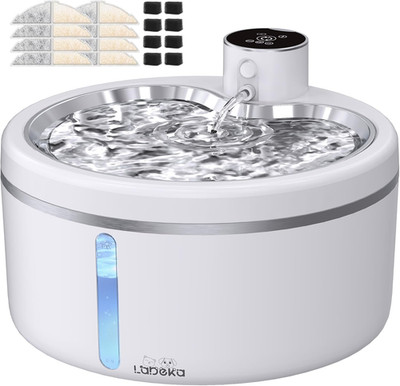 Wireless Cat Water Fountain [With Stainless Steel Tray], 84Oz/2.5L Pet Fountain