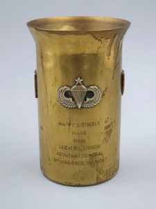 Military Brass Trench Art Artillery Shell from LT Col. Kinson 11th Airborne 1945
