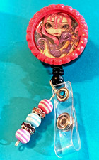 Id badge holder retractable alligator clip Fairy Pink