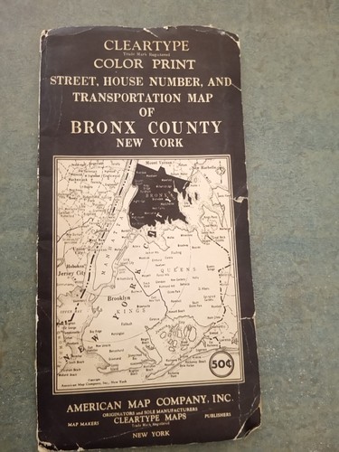 Vintage Bronx Street & House Number Map – Cleartype / American Map Co.-Pre‑1941