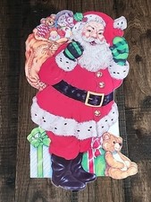 Large Vintage Santa Claus Cardboard Die Cut Double Sided 22"