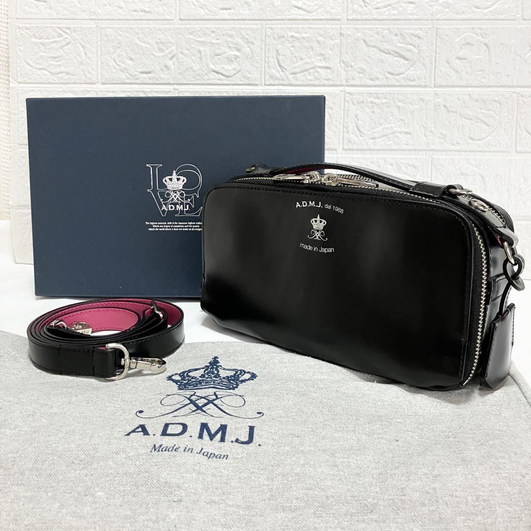 Admj Leather Wallet Bag Handbag Shoulder Black 2Way | eBay Admj Leather Wallet Bag Handbag Shoulder Black 2Way | eBay