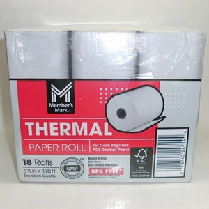 CASE BOX MEMBERS MARK THERMAL 3-1/8"X 190' CASH REGISTER POS RECEIPT PAPER ROLLS