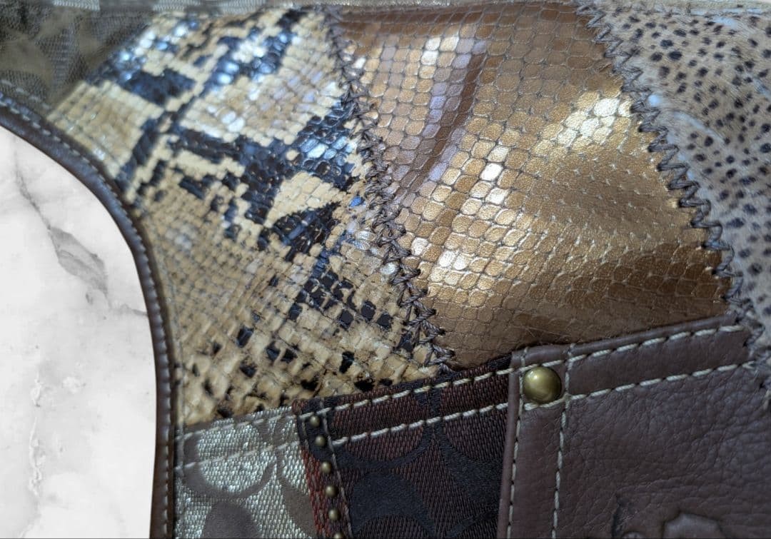 Coach Leopard Patchwork Shoulder Bag All-over Can… - image 6