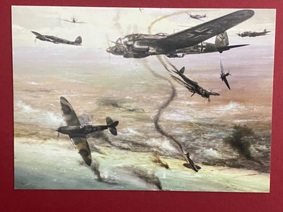 Zwei RAF Pilot Luftfahrt Kunst Postkarten Schlacht um Großbritannien und Dünkirchen