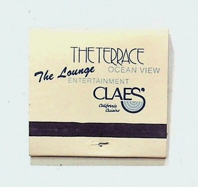Claes The Terrace Lounge Ocean View Entertainment Matchbook Laguna Beach Vtg