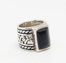Vintage sterling silver and rectangular onyx wide band ring sz 4.5 by Silpada