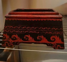 Antique Burmese Shan Red Lacquer Box