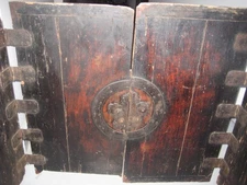 ANTIQUE JAPANESE EDO ERA c.1750 BIRAKI TANSU  KIRI WOOD DOORS HAND FORGED IRON