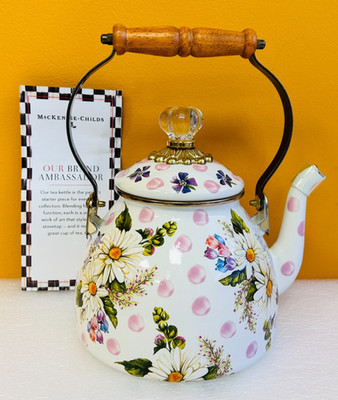 MacKenzie-Childs 89257-386 Hand Glazed, 2 Qt, Wildflowers Pink Tea