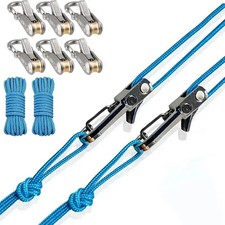 6 Hooks Rope with Roller Tensioner Lock Buckle Tie Down Rope Cargo Tightening