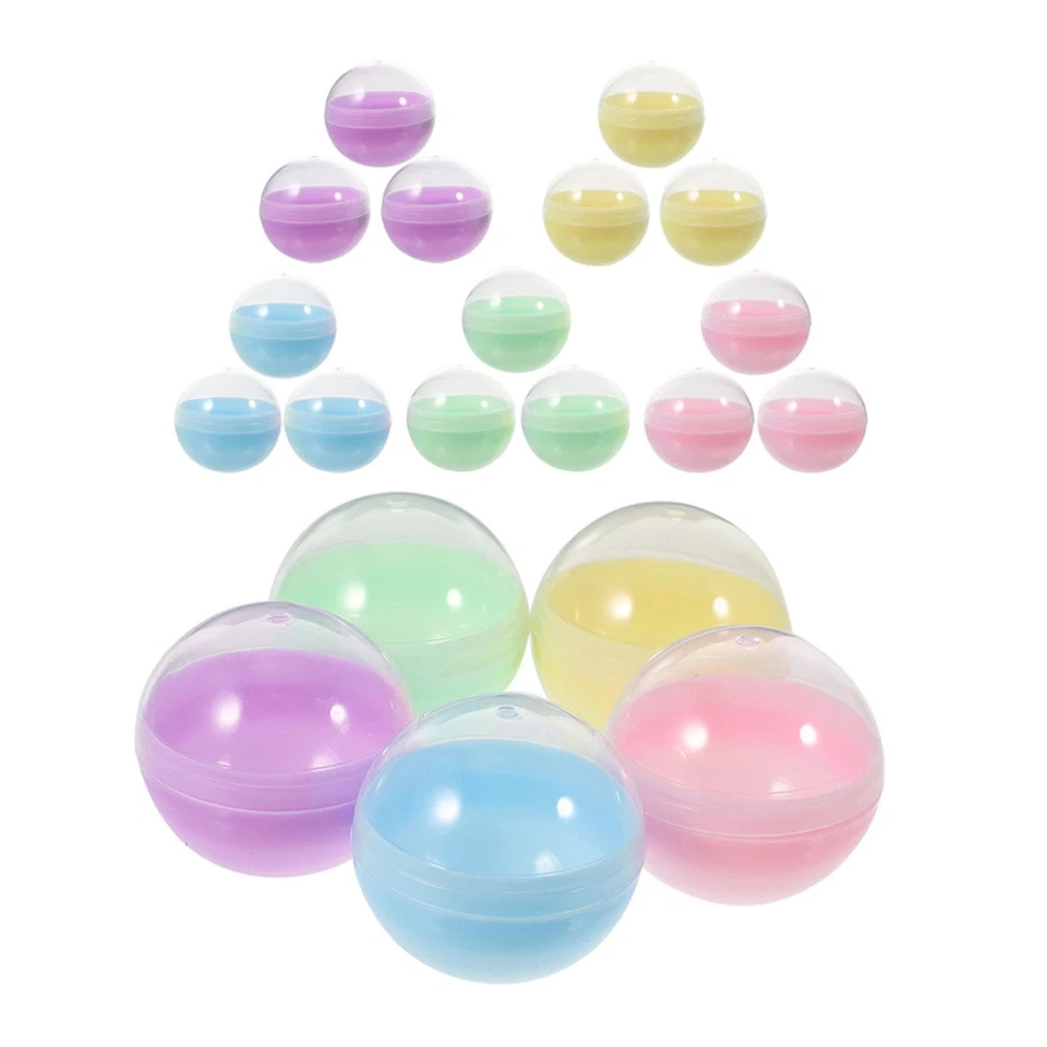 120 capsule rotonde trasparenti colorate: capsule vuote in plastica da 32 mm - Immagine 3 di 4