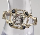 Vintage ESPO LIND White Topaz & Sapphire Sterling Silver Ring - Size 6.75 -7