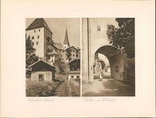 Kupfertiefdruck : St. Johann in Tirol mit Wildem Kaiser. Kitzbühel: Altstadt. St