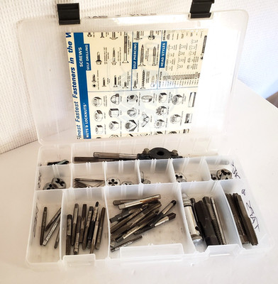 Mixed Lot Of Tap And Die Set Multiple Sizes and Threads W/Case