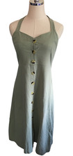 Nasty Gal Halter Midi Dress Size 10 Sage Green Cottagecore Safari Women's NEW