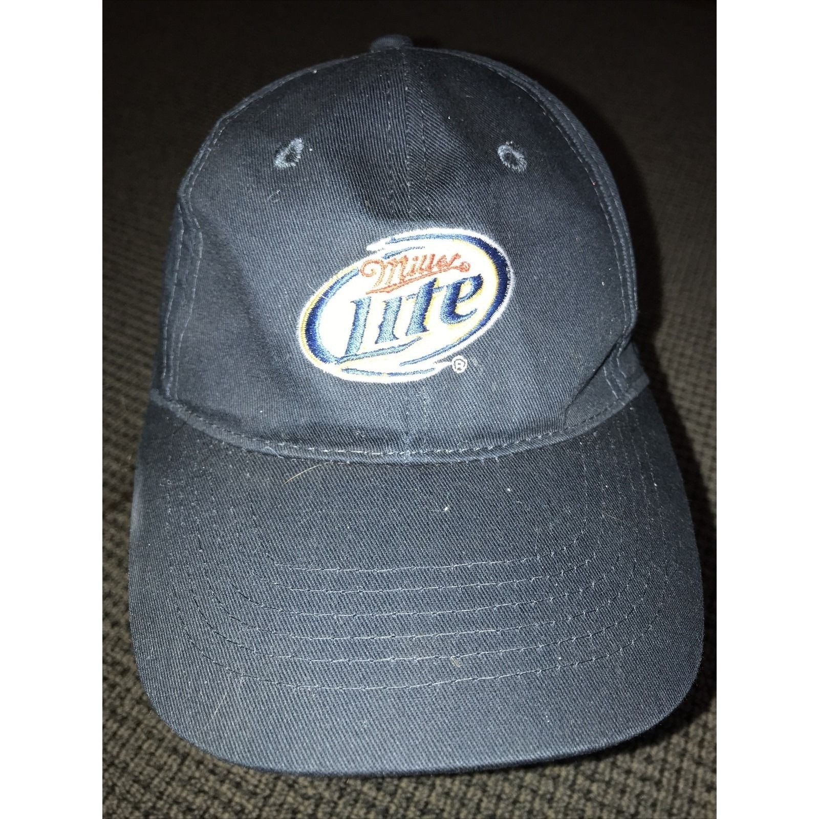 Miller Lite Beer Logo Embroidered Blue Adjustable Baseball Hat Cap Mens OSFM