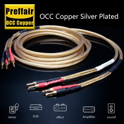 8Core Pair Preffair Banana Connector Y Plug OCC Copper HiFi Speaker Cable 
