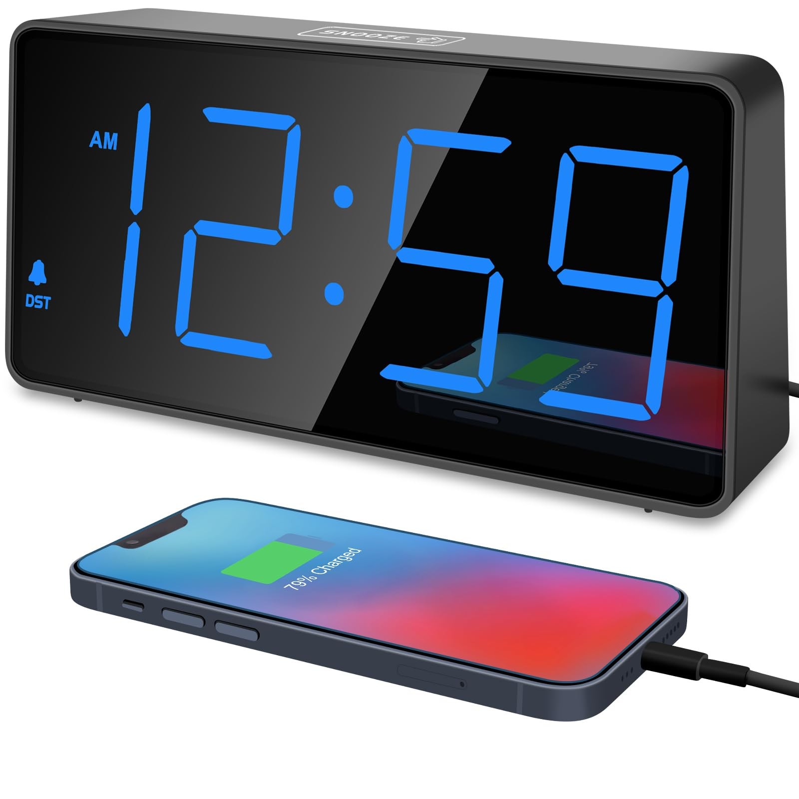 For Bedroom Bedside, Loud Alarm Clock For Heavy Sleepers,...