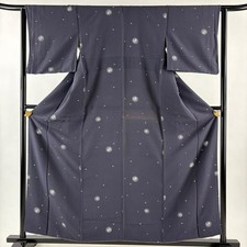 JAPANESE KIMONO FINE PATTERN BLUE PURPLE 158.5cm 5 ft 2 in PURE SILK BB7007