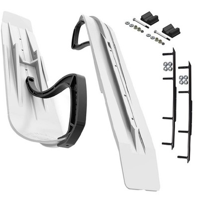Slydog Powder Hound 7'' White Skis w/10'' Round Bar Complete Kit Ski-Doo 2020+