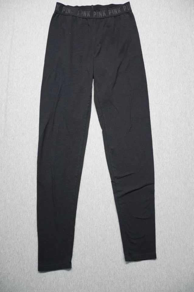 Victorias Secret Pink Leggings Womens Extra Small Black Yoga Cotton 27 Inseam - Image 2 of 4