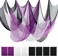 8 Pack Halloween Creepy Cloth 30X72 Inch Black White Purple Spooky Fabric Cloth