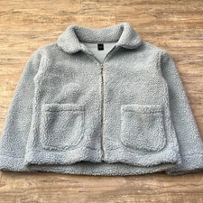 Sherpa Aviator Jacket Light Blue Pastel Cute Pockets Warm Cozy from Korea Medium