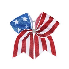 Patriotic Glitter Hair Bow 4th of July Sequin Bow Tie American Flag Cheer Bow...